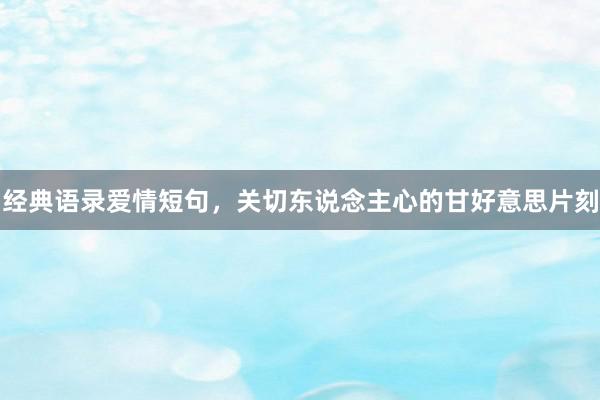 经典语录爱情短句，关切东说念主心的甘好意思片刻